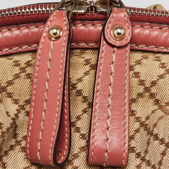 Gucci Beige/Pink Diamante Canvas Sukey Medium Boston Bag - Picture 5 of 12
